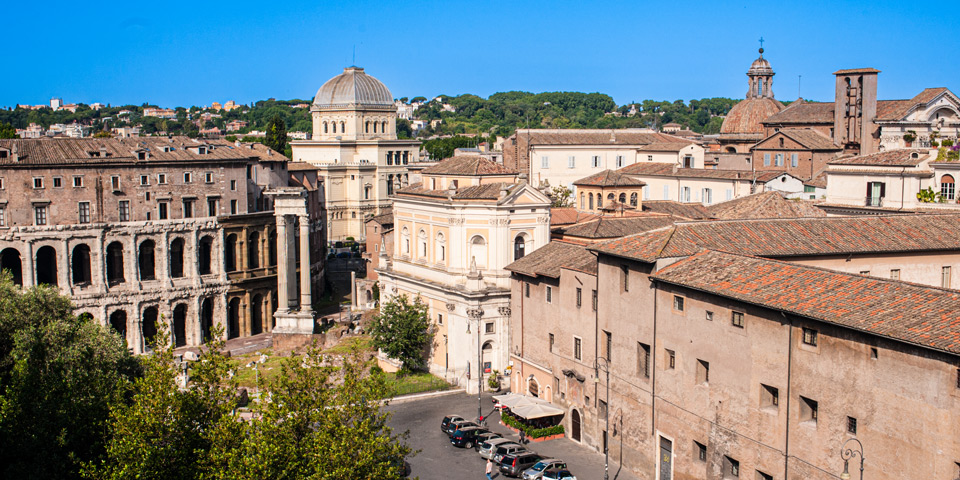 View of the Theatre of Marcellus Portico of Octavius and Synagogue in the Jewish Ghetto of Rome