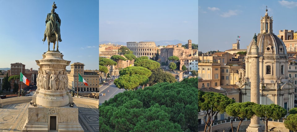 Vistas de Roma desde la terraza gratuita del Altar de la Patria