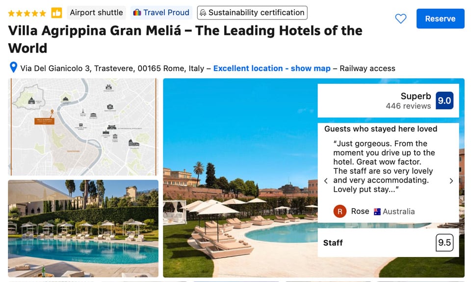 Villa Agrippina Gran Meliá 5 star Hotel to Stay New Year in Rome