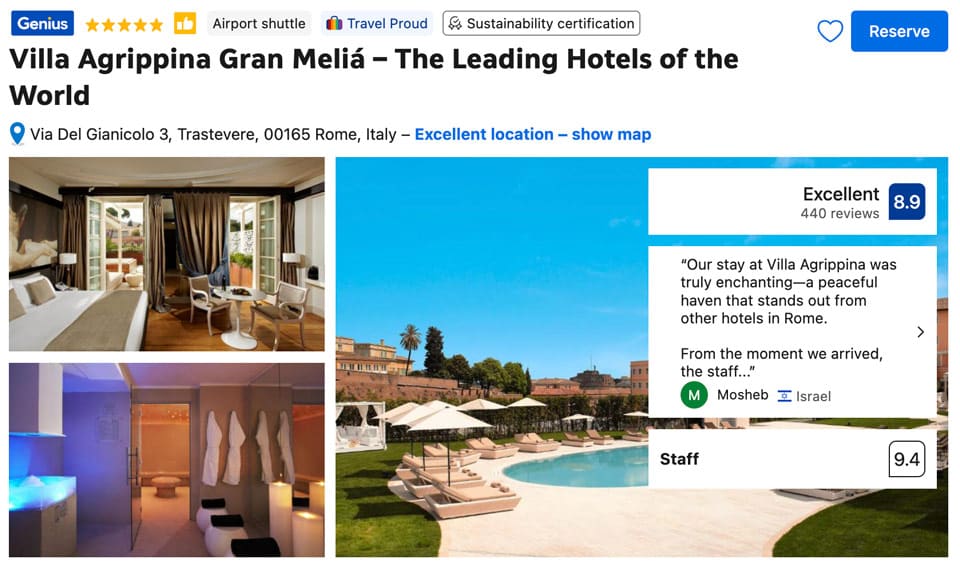 Villa Agrippina Gran Meliá best hotel in Rome with the view of Vatican