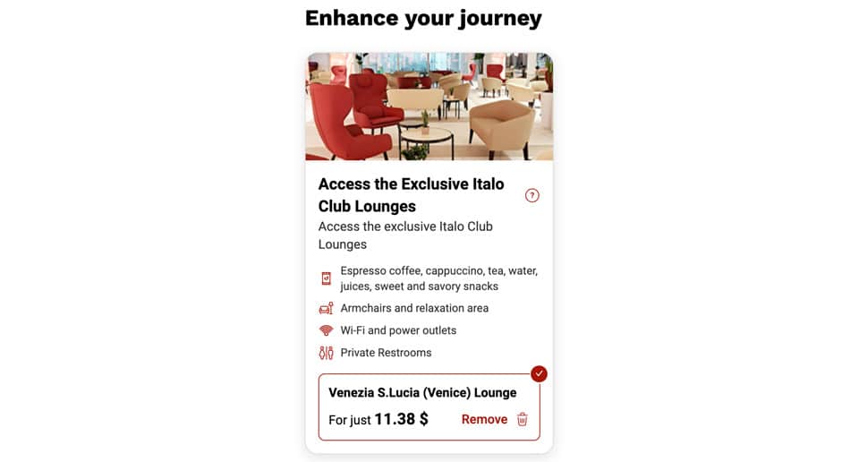 access the exclusive Italo Club Lounges