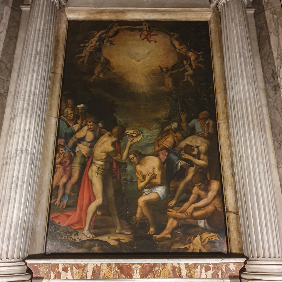 Baptism of Christ by Giulio Mazzoni in the Ricci Chapel of San Pietro in Montorio