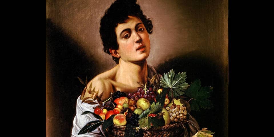Boy with a basket of fruit by Caravaggio in Borghese Gallery Rome
