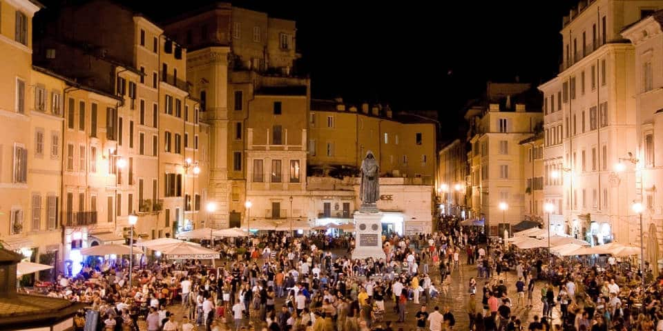 Campo de' Fiori at night