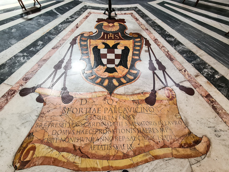 coat of arms with two eagles belongs to Cardinal Francesco Maria Sforza Pallavicino