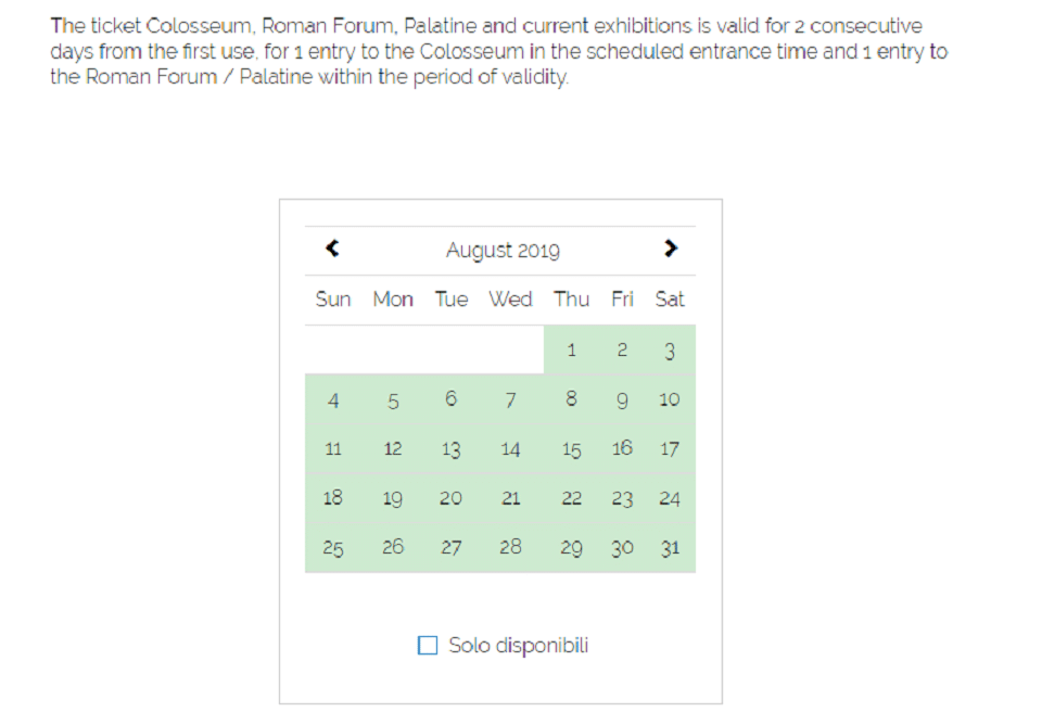 date and time for online tickets to colosseum