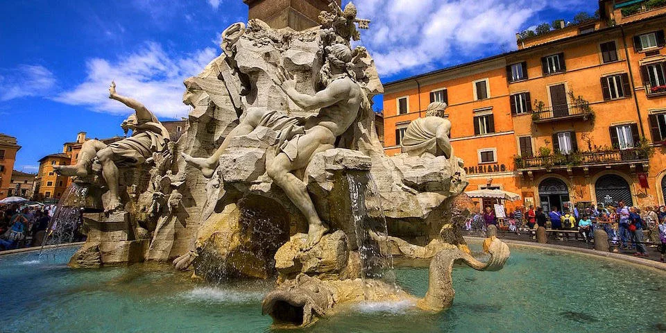Fountain of the four rivers on Navona Square in Rome