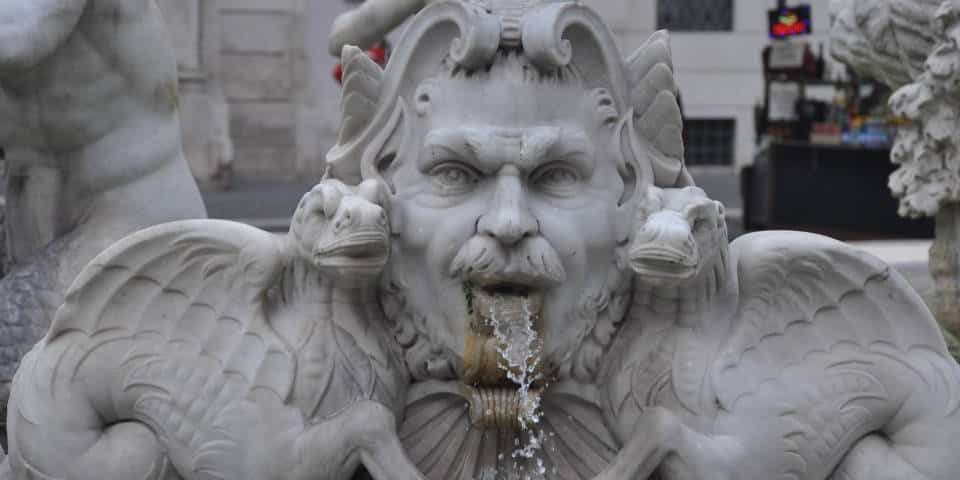 mask of the fountain of the Moor details close up Piazza Navona Rome