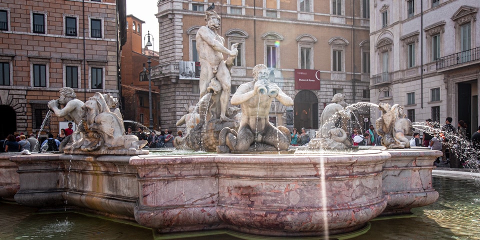 Fountain of the Moor Piazza Navona Rome full view Fountain of the Moor Piazza Navona Rome full view