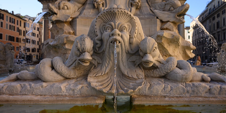 Fountain of the Pantheon fantasy dolphins detail