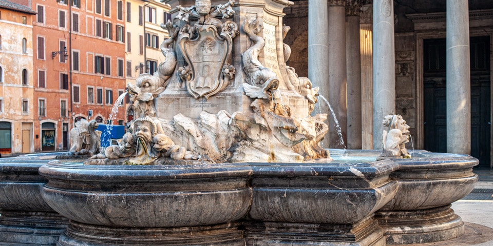 Fountain of the Pantheon stone basin piazza della Rotonda