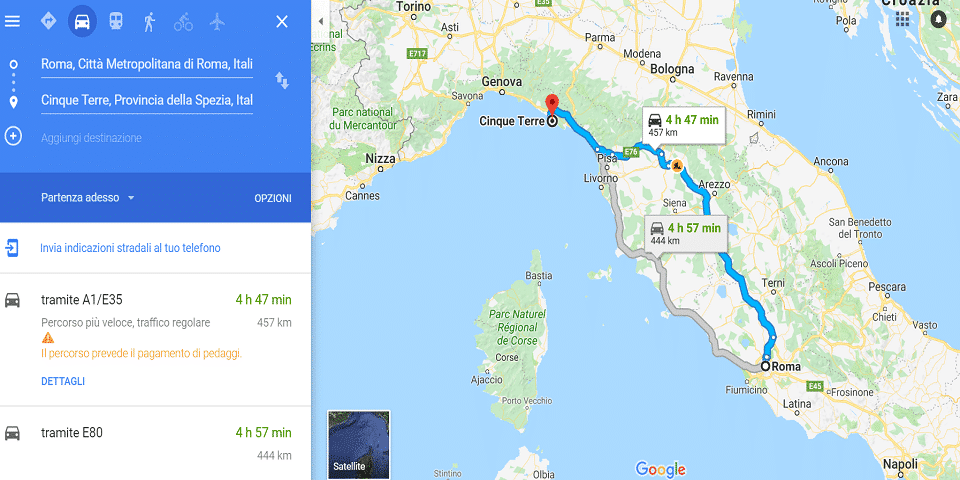 How to Get from Rome to the Cinque Terre National Park by high