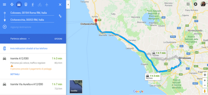 How to get from Rome to Civitavecchia Sea Port by train, car, or taxi