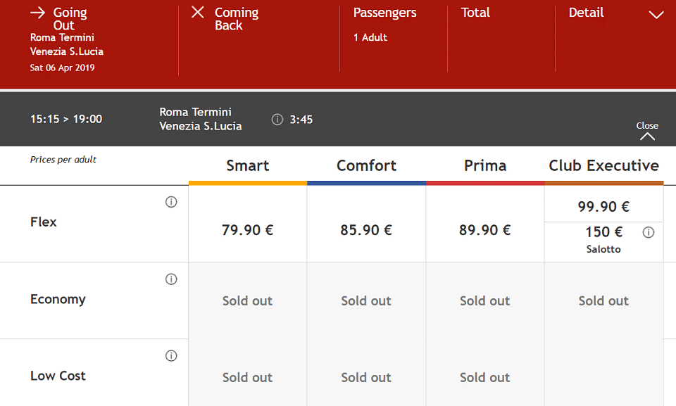 prices tickets fares Italian high-speed trains Italotreno