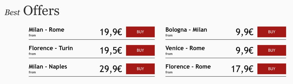 special offers Italian high-speed train tickets Italotreno