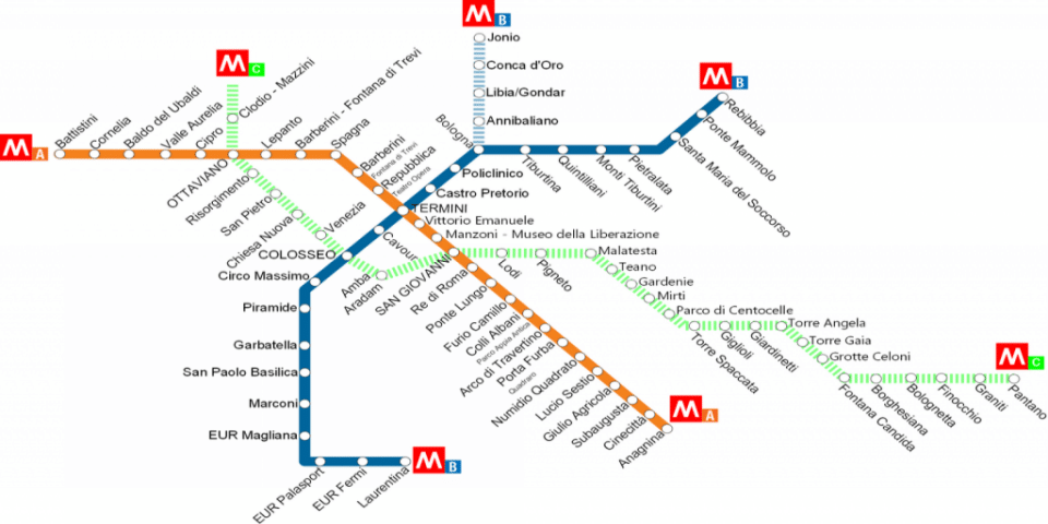 Rome metro map underground 