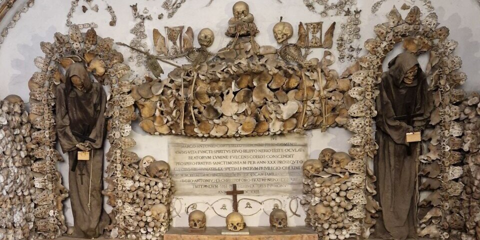 Bone church of the Capuchin Crypt in Rome 