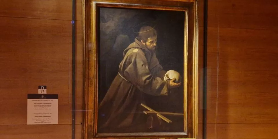 Caravaggio painting in the Capuchin crypt in Rome