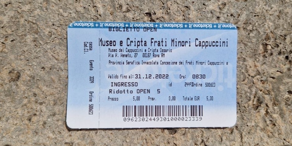  Ticket Capuchin crypt Rome