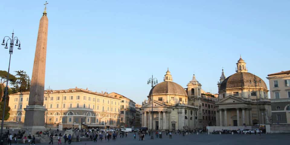 Piazza del Popolo in Rome Exterior Basilica of Santa Maria del Popolo