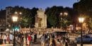 piazza trilussa fountain steps evening trastevere rome