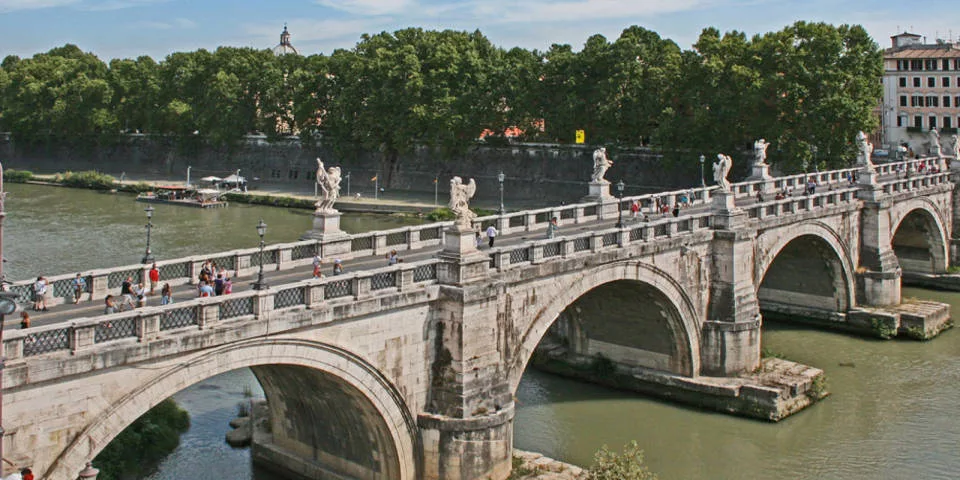 saint Angelo bridge in Rome aerial view