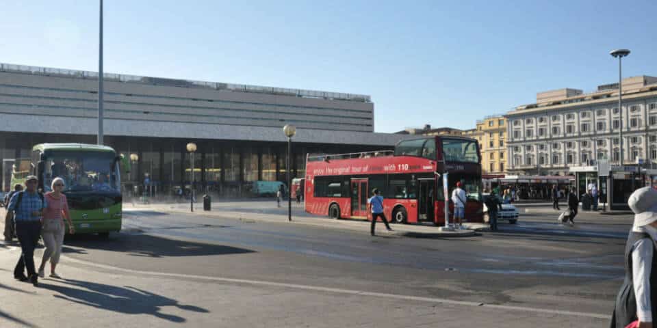 bus stop near termini station in Rome