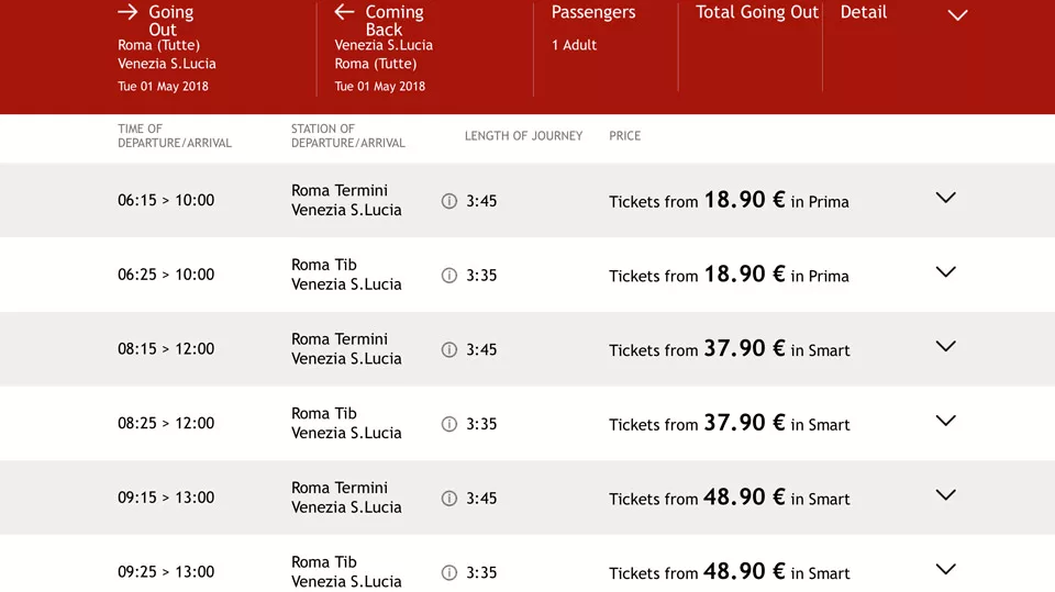 trains from rome to venice