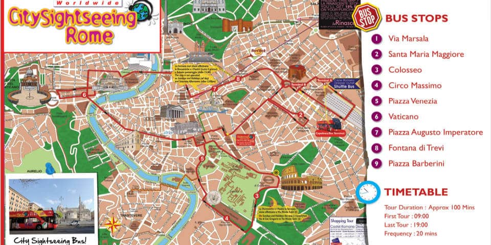Map of City Sightseeing Tour Bus