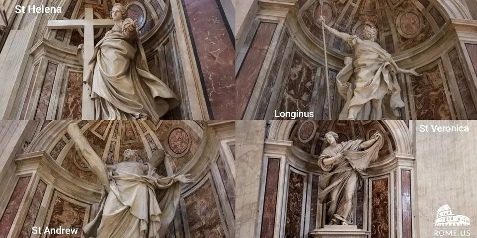 Statues of saints Helena, Andrew, Longinus, Veronica in St Peter's church Vatican City