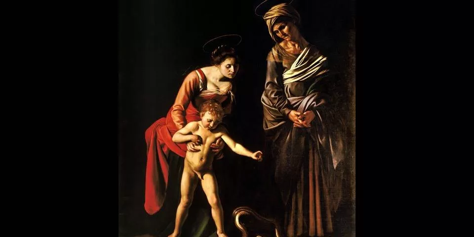 Madonna and child with Saint Anne by Caravaggio in Borghese Gallery Rome