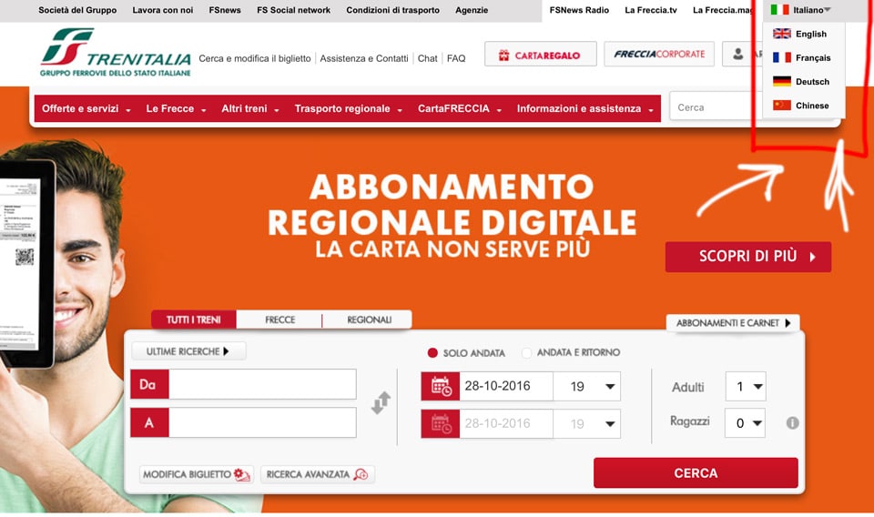 Trenitalia official website - trains in Italy