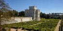 Casino del Bel Respiro above the geometric hedges of the Secret Garden in Villa Doria Pamphilj